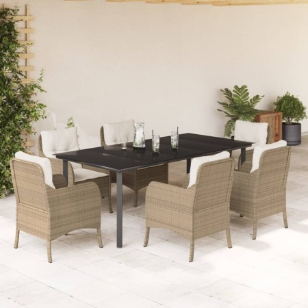 Set comedor de jardín 7 pzas con cojines ratán sintético beige by , Garden sets - Ref: Foro24-3211974, Price: 895,98 €, Disco...
