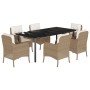Set comedor de jardín 7 pzas con cojines ratán sintético beige by , Garden sets - Ref: Foro24-3211974, Price: 895,98 €, Disco...