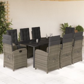Set comedor jardín 9 pzas y cojines ratán sintético gris von , Gartensets - Ref: Foro24-3212369, Preis: 1,00 €, Rabatt: %