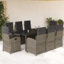 Set comedor jardín 9 pzas y cojines ratán sintético gris by , Garden sets - Ref: Foro24-3212369, Price: 1,00 €, Discount: %