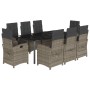 Set comedor jardín 9 pzas y cojines ratán sintético gris by , Garden sets - Ref: Foro24-3212369, Price: 1,00 €, Discount: %