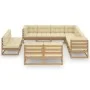Set de muebles de jardín 12 pzs cojines madera pino marrón miel de vidaXL, Conjuntos de jardín - Ref: Foro24-3076942, Precio:...