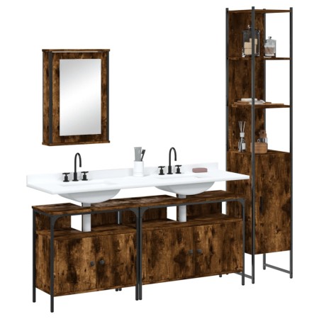 Set de muebles baño 4 pzas madera contrachapada roble ahumado von , Badezimmermöbel - Ref: Foro24-3214807, Preis: 212,08 €, R...