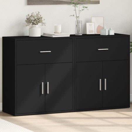 Aparador de madera de ingeniería 2 uds negro 60x31x70 cm by , Sideboards - Ref: Foro24-3276547, Price: 157,31 €, Discount: %
