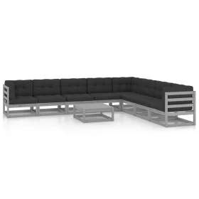 Gartenmöbel-Set 9-teilig und Kissen aus massivem Kiefernholz von vidaXL, Gartensets - Ref: Foro24-3076891, Preis: 802,99 €, R...