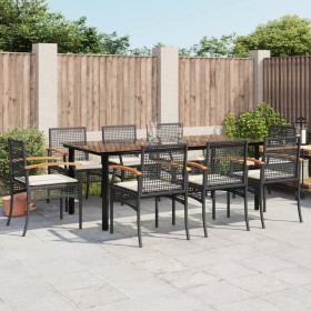 Set de comedor de jardín 9 pzas y cojines ratán sintético negro von , Gartensets - Ref: Foro24-3213609, Preis: 607,34 €, Raba...
