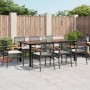 Set de comedor de jardín 9 pzas y cojines ratán sintético negro