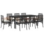 Set de comedor de jardín 9 pzas y cojines ratán sintético negro by , Garden sets - Ref: Foro24-3213609, Price: 607,34 €, Disc...