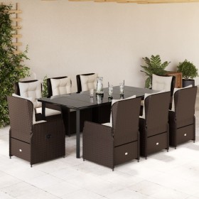 Set comedor para jardín 9 pzas y cojines ratán sintético marrón by , Garden sets - Ref: Foro24-3262853, Price: 1,00 €, Discou...