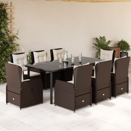 Set comedor para jardín 9 pzas y cojines ratán sintético marrón by , Garden sets - Ref: Foro24-3262853, Price: 1,00 €, Discou...