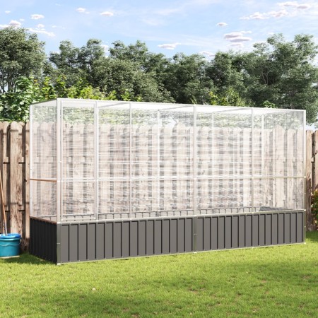 Pajarera con extensión de acero color plateado 418,5x107x212 cm by , Feet and bird cages - Ref: Foro24-3214267, Price: 558,62...