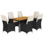 Set de comedor de jardín 7 pzas y cojines ratán sintético negro by , Garden sets - Ref: Foro24-3276683, Price: 787,89 €, Disc...