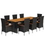Set de comedor de jardín 9 pzas y cojines ratán sintético negro de , Conjuntos de jardín - Ref: Foro24-3277522, Precio: 973,2...