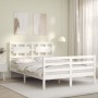 Weißer Massivholzbettrahmen mit Kopfteil 140x190 cm von vidaXL, Betten und Lattenroste - Ref: Foro24-3194422, Preis: 137,59 €...
