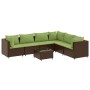 Set muebles de jardín 7 piezas y cojines ratán sintético marrón von , Gartensets - Ref: Foro24-3308150, Preis: 532,65 €, Raba...