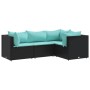 Juego de jardín con cojines 4 piezas ratán sintético negro von , Gartensets - Ref: Foro24-3308076, Preis: 289,84 €, Rabatt: %