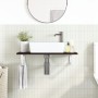 Estante de lavabo de pared de acero y madera maciza de roble de , Tocadores de baño - Ref: Foro24-3302586, Precio: 69,85 €, D...