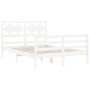 Weißer Massivholzbettrahmen mit Kopfteil 140x190 cm von vidaXL, Betten und Lattenroste - Ref: Foro24-3194422, Preis: 137,59 €...