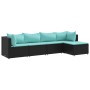 Set de muebles de jardín 5 pzas y cojines ratán sintético negro by , Garden sets - Ref: Foro24-3308060, Price: 346,75 €, Disc...