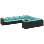 Set de sofás de jardín y cojines 10 pzas ratán sintético negro de , Conjuntos de jardín - Ref: Foro24-3308332, Precio: 748,95...