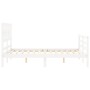 White solid wood bed frame with headboard 140x190 cm by vidaXL, Beds and slatted bases - Ref: Foro24-3194422, Price: 137,59 €...