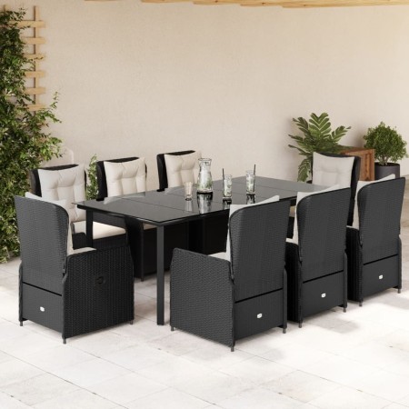 Set de comedor de jardín 9 pzas y cojines ratán sintético negro by , Garden sets - Ref: Foro24-3262839, Price: 1,00 €, Discou...