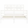 Weißer Massivholzbettrahmen mit Kopfteil 140x190 cm von vidaXL, Betten und Lattenroste - Ref: Foro24-3194422, Preis: 137,59 €...