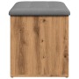 Banco almacenaje madera ingeniería roble artesanal 82x42x45 cm de , Bancos para recibidores y almacenamiento - Ref: Foro24-85...