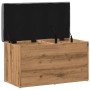 Banco almacenaje madera ingeniería roble artesanal 82x42x45 cm de , Bancos para recibidores y almacenamiento - Ref: Foro24-85...