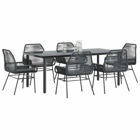 Set de comedor de jardín 7 piezas cojines ratán sintético negro von , Gartensets - Ref: Foro24-3334567, Preis: 584,13 €, Raba...