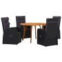 Conjunto de Comedor de Jardín de 5 Piezas con Cojines Negro Ratán Poliéster Acacia by , Garden tables - Ref: Foro24-3172822, ...