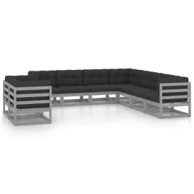 9-piece garden furniture set with gray pine wood cushions by vidaXL, Garden sets - Ref: Foro24-3076966, Price: 852,87 €, Disc...