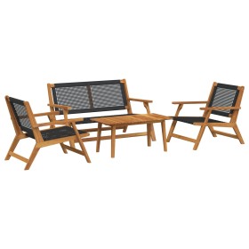 Sillas de jardín con mesa de 4 piezas en negro de madera de acacia by , Garden chairs - Ref: Foro24-3214441, Price: 322,05 €,...