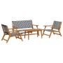 Set de 4 sillas de jardín con mesa en negro y blanco, de madera maciza de acacia von , Gartenstühle - Ref: Foro24-3214444, Pr...