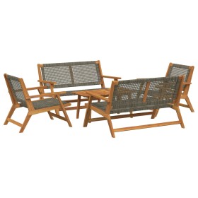 Sillas de jardín con mesa de 5 piezas en gris, de madera maciza de acacia de , Sillas de jardín - Ref: Foro24-3214458, Precio...