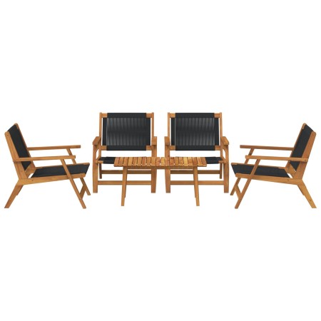 Sillas de jardín con mesa 5 pcs Negra de Madera Maciza de Acacia by , Garden chairs - Ref: Foro24-3214469, Price: 428,04 €, D...