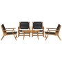 Sillas de jardín con mesa 5 pcs Negra de Madera Maciza de Acacia by , Garden chairs - Ref: Foro24-3214469, Price: 428,04 €, D...