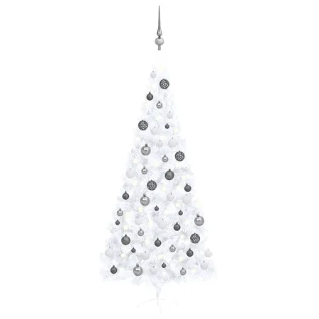 Medio árbol de Navidad con luces y bolas blanco 240 cm by vidaXL, Christmas trees - Ref: Foro24-3077658, Price: 76,50 €, Disc...