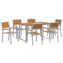 Conjunto de Comedor de Jardín de 7 Piezas Gris de Acero y Madera Sólida de Acacia by , Garden tables - Ref: Foro24-3284352, P...