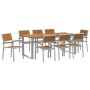 Conjunto de Comedor de Jardín de 9 Piezas Gris de Acero y Madera Sólida de Acacia by , Garden tables - Ref: Foro24-3284358, P...