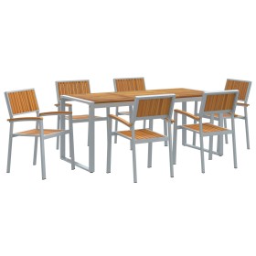 Conjunto de Comedor de Jardín de 7 Piezas de madera sólida de Acacia y Metal by , Garden tables - Ref: Foro24-3284372, Price:...