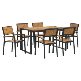 Juego de Comedor de Jardín de 7 Piezas Madera Sólida de Acacia y Metal by , Garden tables - Ref: Foro24-3284384, Price: 686,2...
