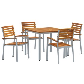 Set de Comedor de Jardín de 5 Piezas de madera maciza de acacia y metal by , Garden tables - Ref: Foro24-3284406, Price: 442,...
