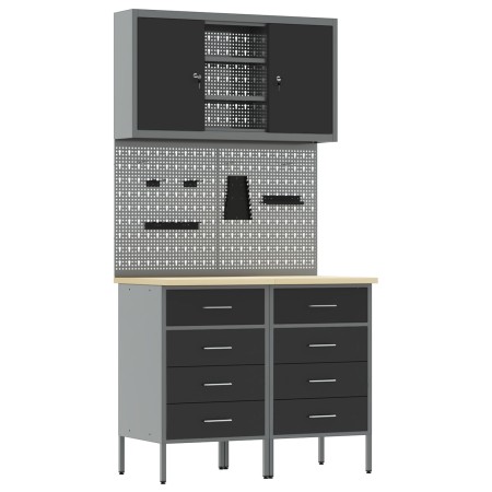 Conjunto de Banco de Trabajo de 5 Piezas de Acero Negro de , Mesas de trabajo - Ref: Foro24-3321422, Precio: 423,16 €, Descue...