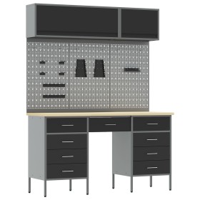 Set de Armario y Panel de Herramientas de 8 Piezas Negro MDF y Metal de , Mesas de trabajo - Ref: Foro24-3321462, Precio: 553...