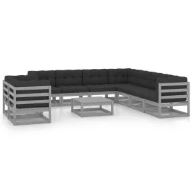 10-piece garden furniture set with gray pine wood cushions by vidaXL, Garden sets - Ref: Foro24-3076971, Price: 876,66 €, Dis...