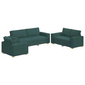Juego de Sofá de 3 Piezas con Cojines Tela Verde