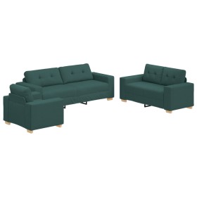 Juego de Sofá de 3 Piezas con Cojines - Tela Verde Oscuro de , Sofás - Ref: Foro24-3324633, Precio: 636,97 €