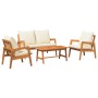 Conjunto de Bistro de 4 Piezas con Cojines de Madera Sólida de Acacia von , Outdoor-Sofas - Ref: Foro24-3328605, Preis: 360,0...