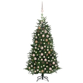 Árbol de Navidad con LED y bolas PVC&PE verde 180 cm